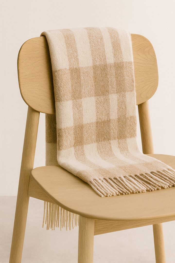 Check Boucle Baby Alpaca Blanket