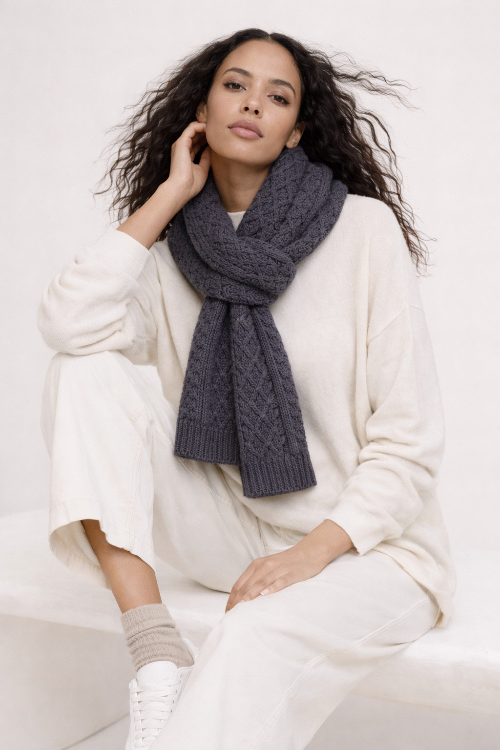 Kalei Hand-Knitted 100% Baby Llama Scarf