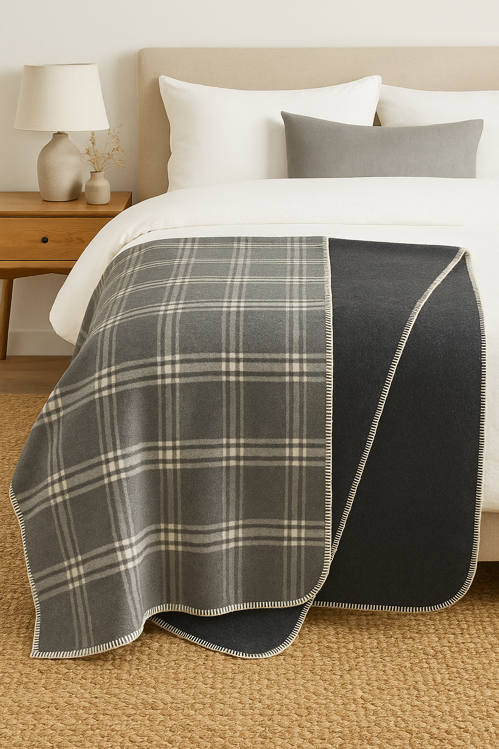 Reversible Check Royal Alpaca Blanket