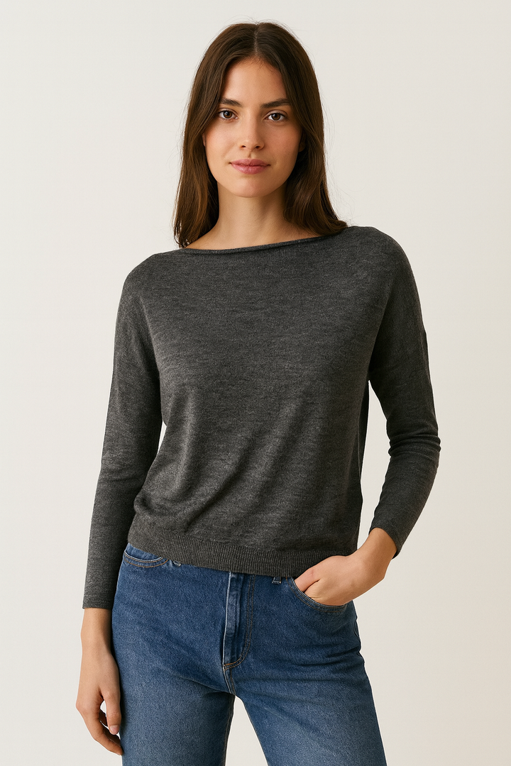 Boatneck Baby Alpaca Fitted Sweater