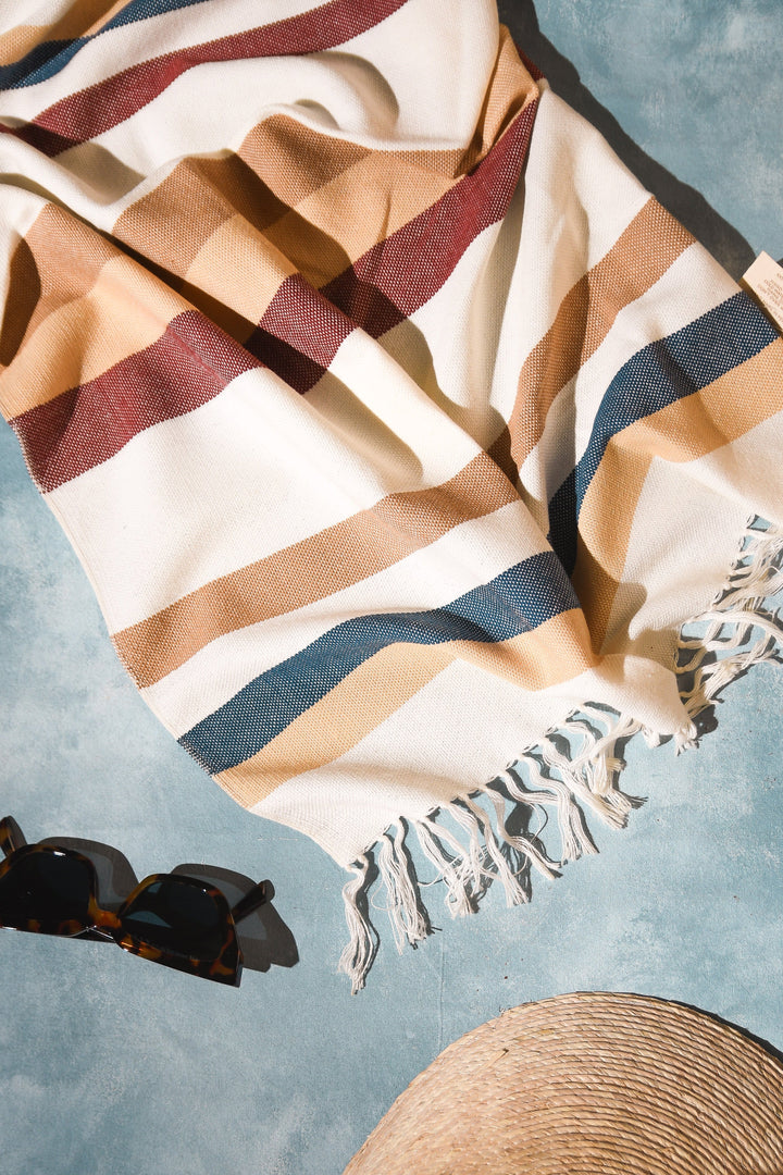 WAYKI Bath & Beach Cotton Towel Vibrant Stripes