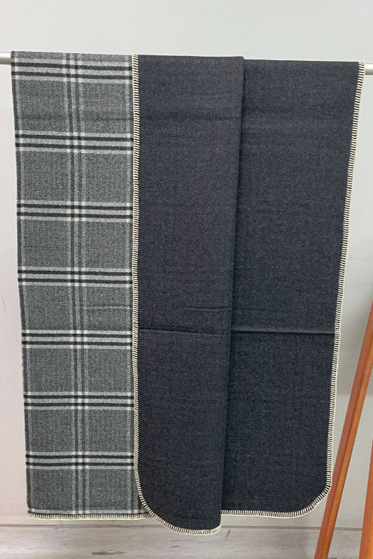 Reversible Check Royal Alpaca Blanket