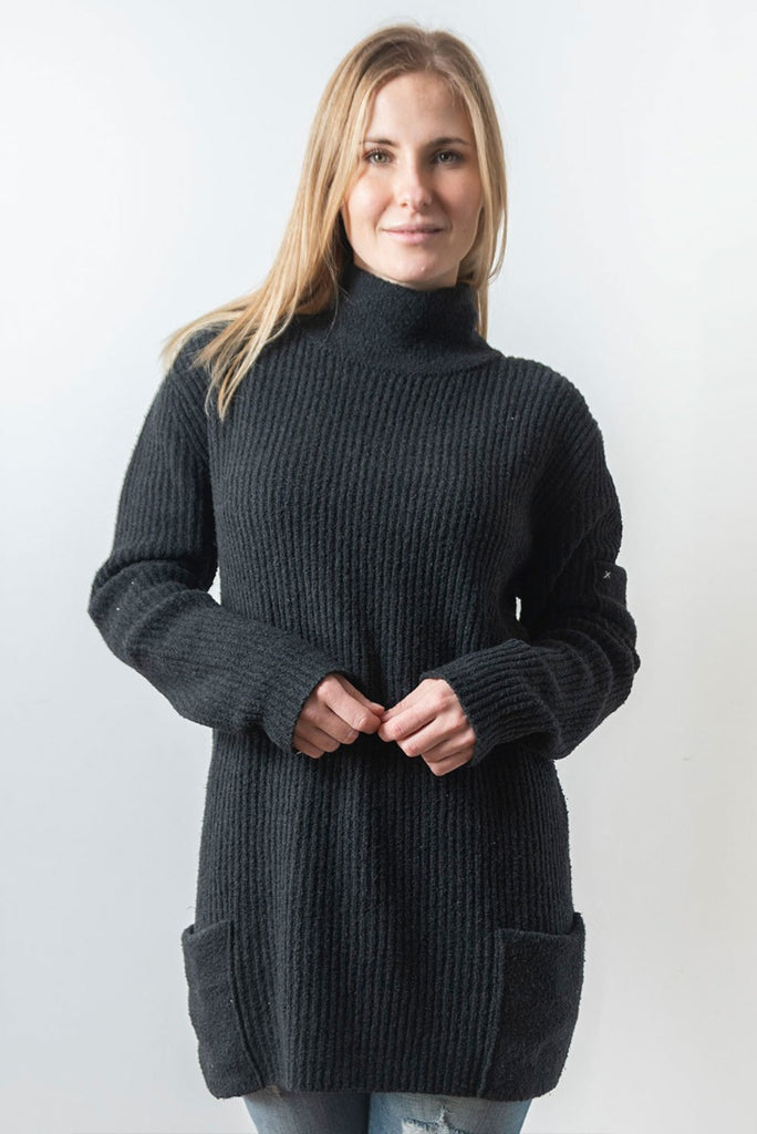Pocket Turtleneck Cotton Fitted Sweater